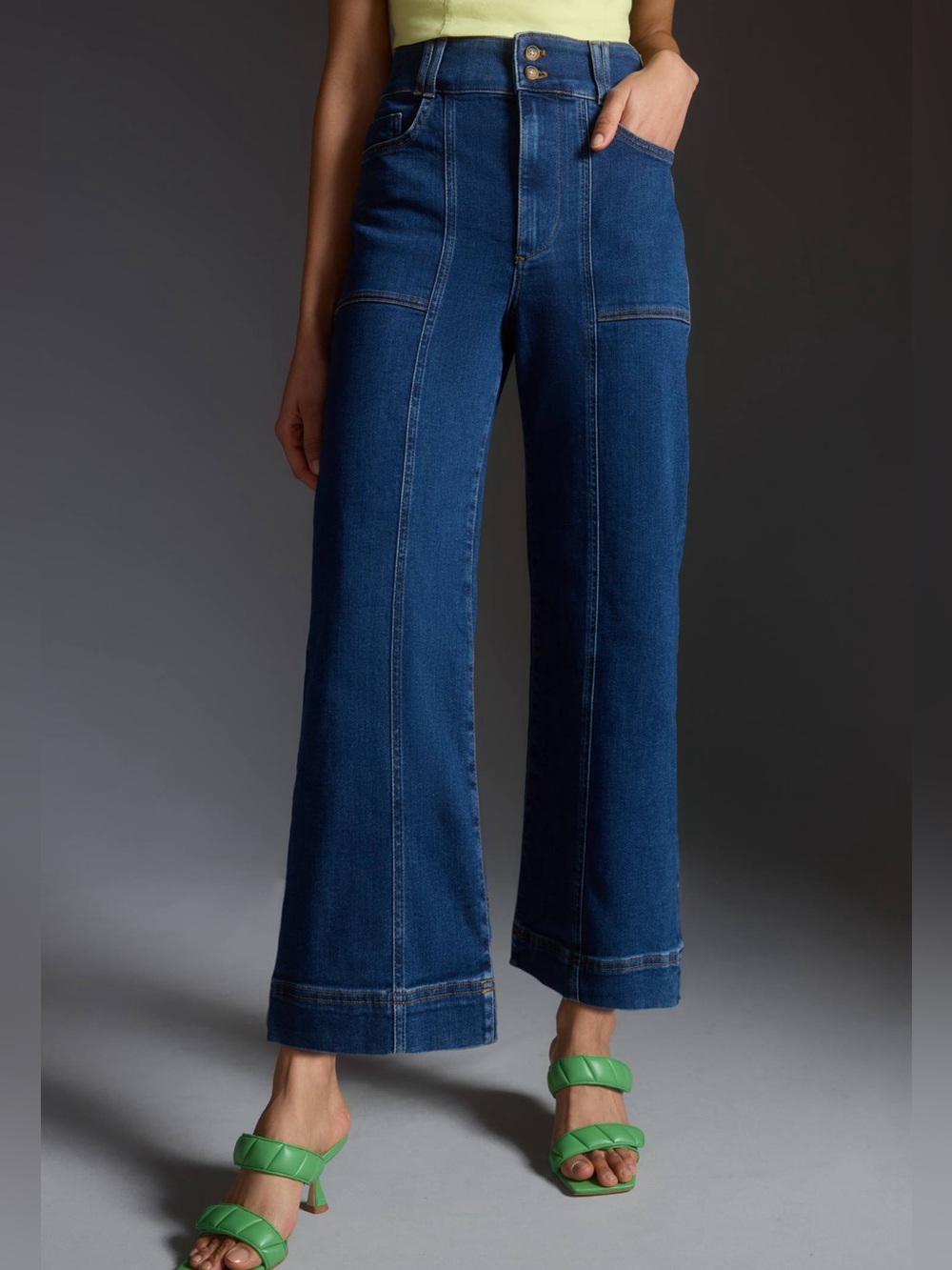 Pilcro The Skipper Seamed High-Rise Cropped Wide-Leg Jeans Size 16W